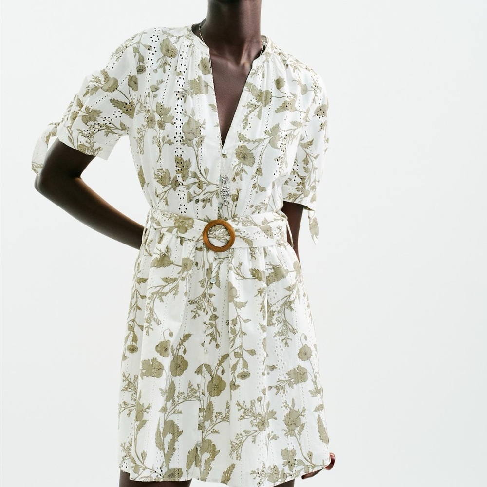 Zara Floral Print Belted Dress
